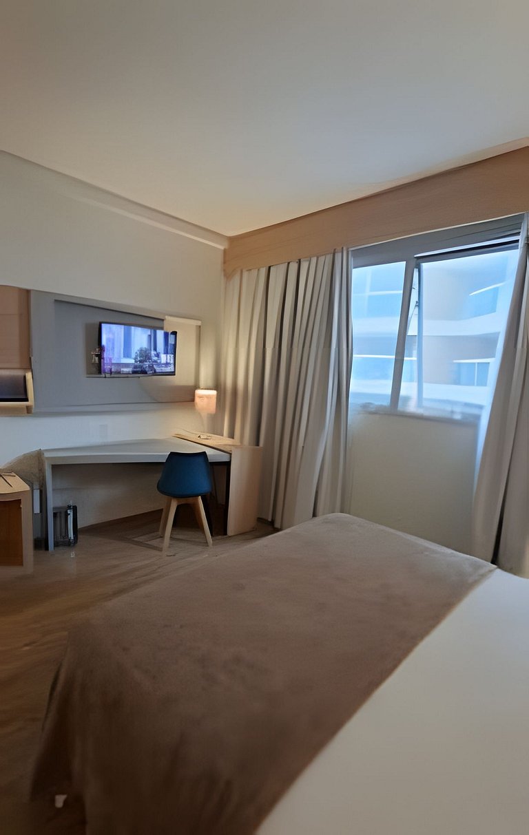 Flat a apenas 1 minuto da praia em Santos-SP