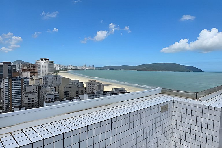 Flat decorado com vista para o mar em Santos
