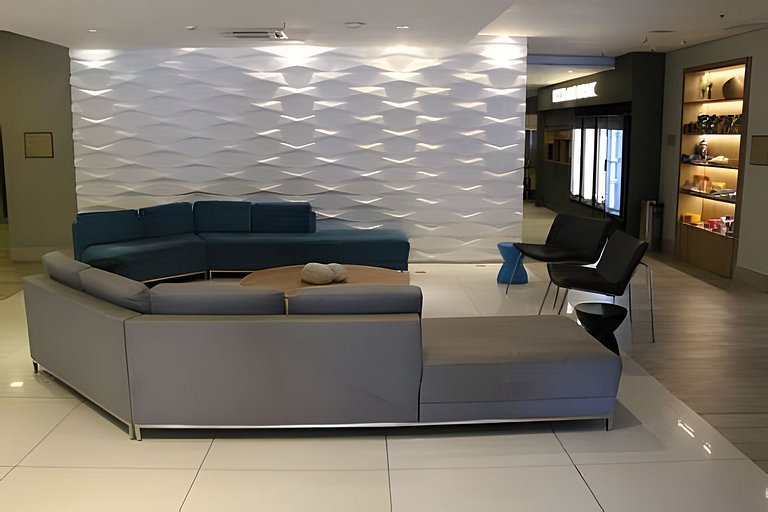 Flat decorado com vista mar