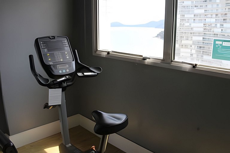 Flat decorado com vista mar