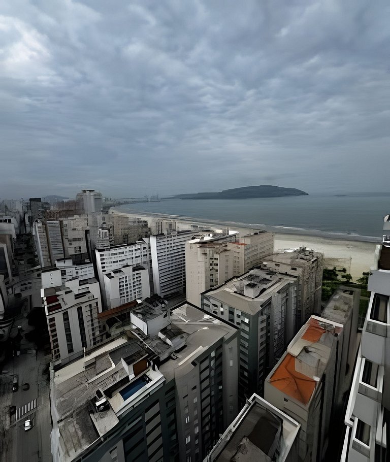 Studio aconchegante com varanda vista mar