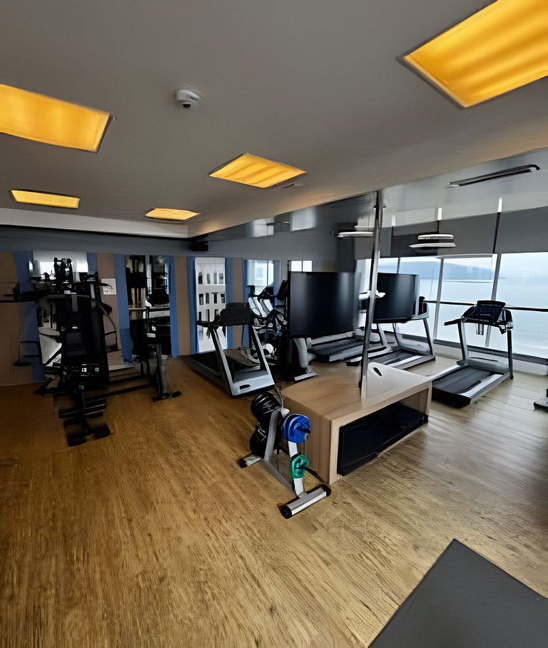 Studio aconchegante com varanda vista mar