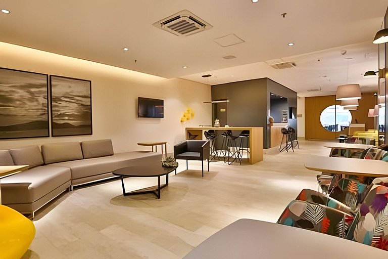 Studio aconchegante com varanda vista mar