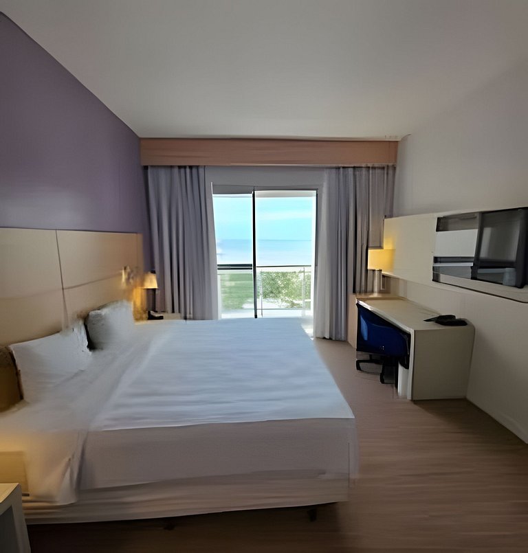 Flat com varanda e vista mar em Santos