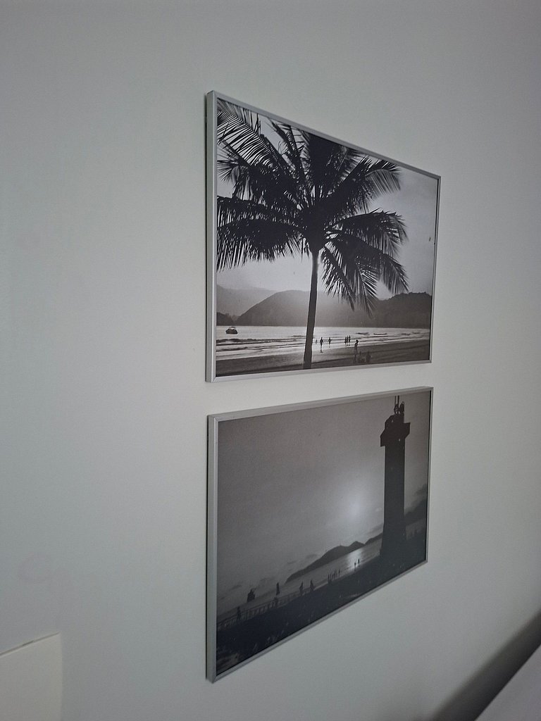 Flat com cama King na praia de Santos