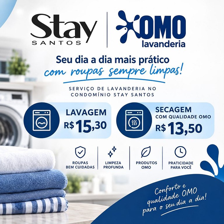 Studio para família 50m da praia de Santos