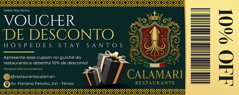 Studio para família 50m da praia de Santos
